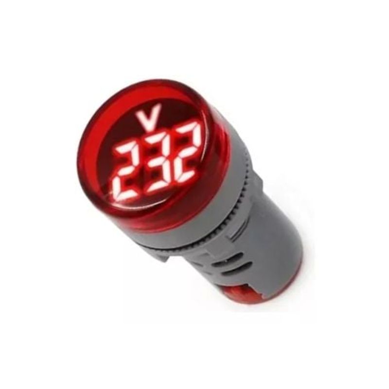 GENERICO - Pack 6 LUZ PILOTO LED ROJA CON VOLTIMETRO 60-500 VAC 22MM