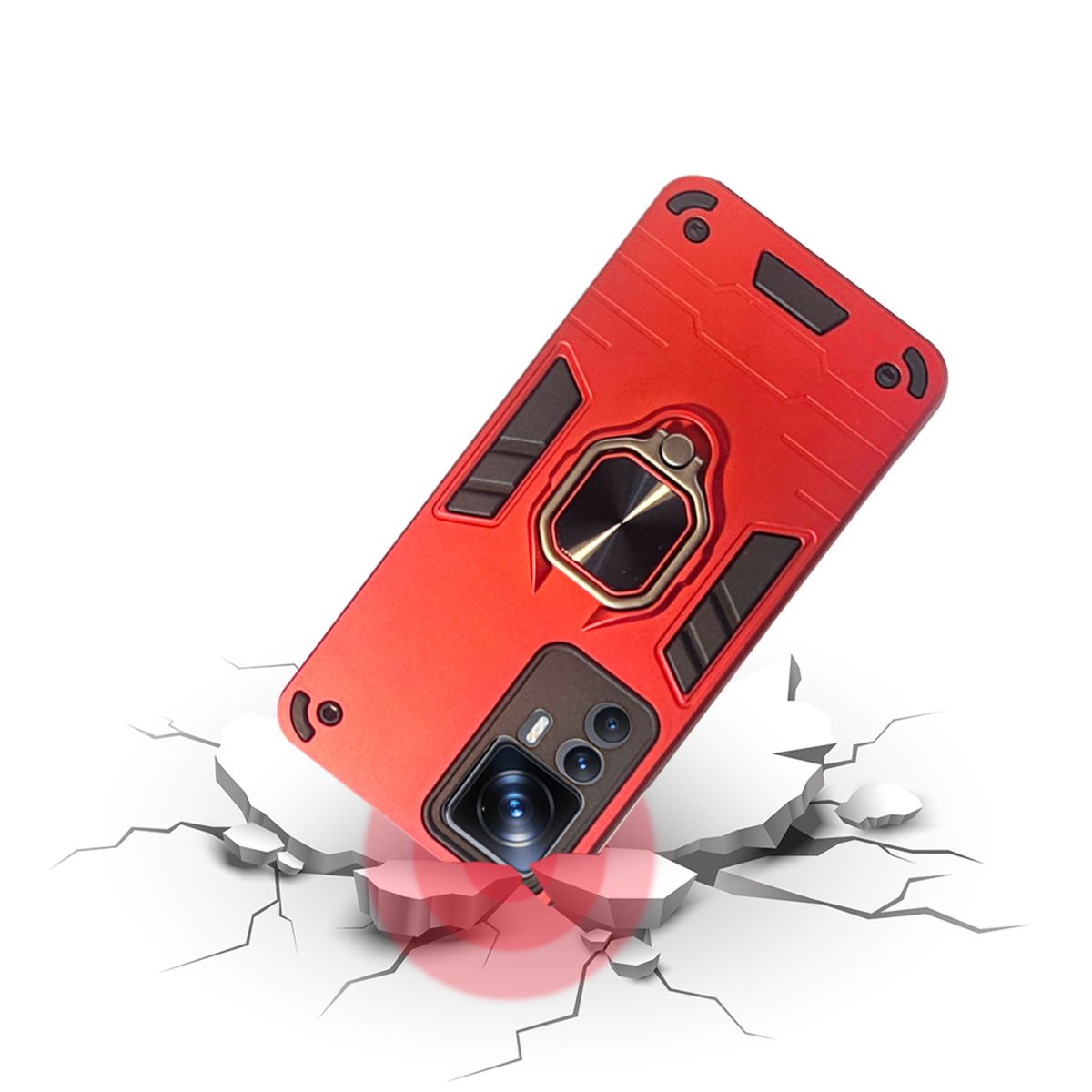 GENERICO - CARCASA ANILLO ANTIGOLPE PARA CELULAR XIAOMI 12T-12T PRO COLOR ROJO
