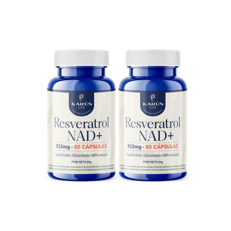 KARUNLIFE - Pack Doble Resveratrol Nad+ 120 Capsulas Karun Life