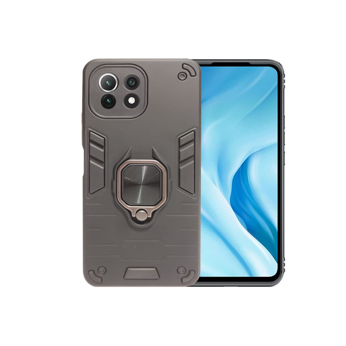 GENERICO - CARCASA ANILLO ANTIGOLPE PARA CELULAR XIAOMI 11 LITE COLOR NEGRO