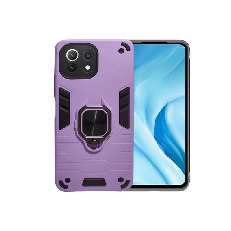 GENERICO - CARCASA ANILLO ANTIGOLPE PARA CELULAR XIAOMI 11 LITE COLOR LILA