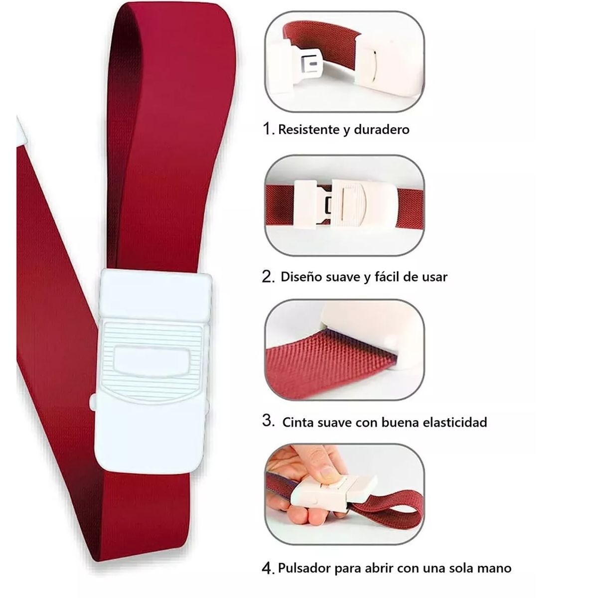 GENERICO - Torniquete Ligadura Elastico Hebilla Muestras Medicas Rojo