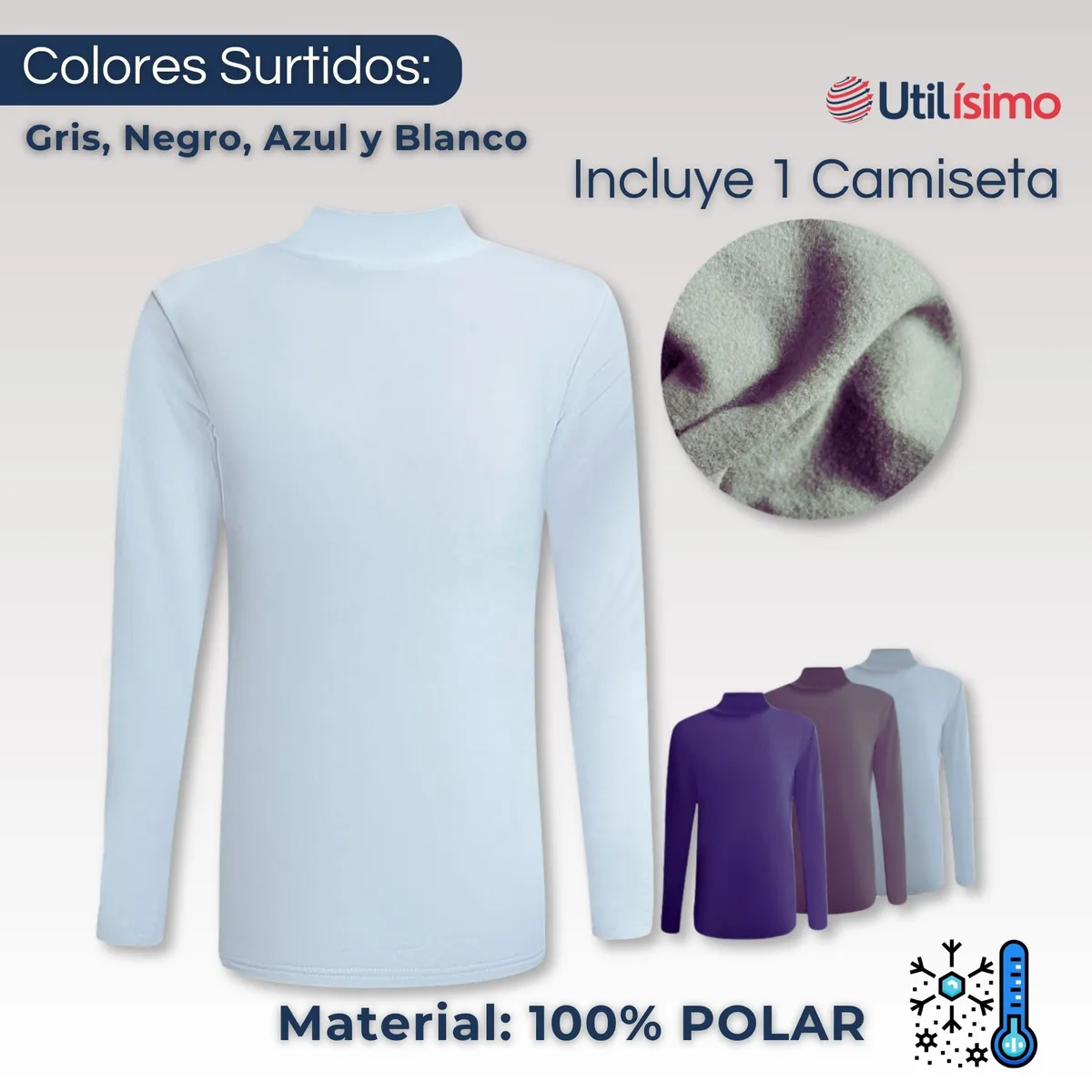 UTILISIMO - Camiseta Polera Beatle Polar Niño Primera Capa Surtido Cuello Alto