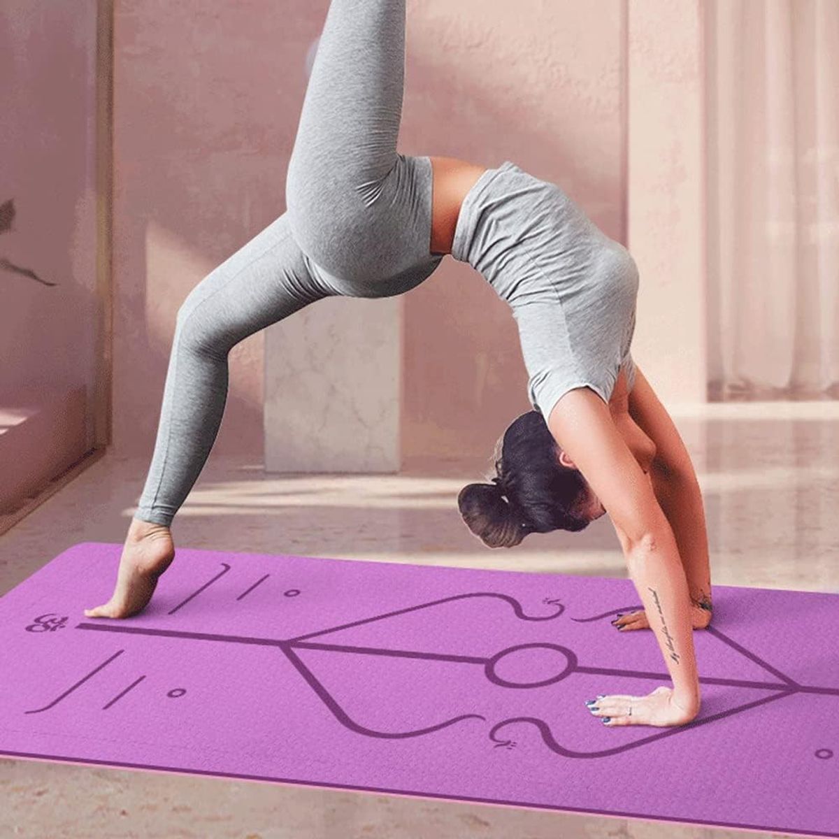 GENERICO - Mat de Yoga Bicolor Eco de 6mm color Rosa y Lila