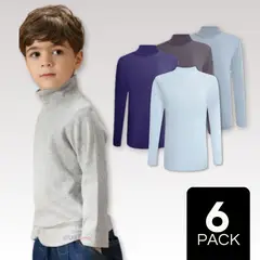 UTILISIMO - Pack 6 Camisetas Polera Beatle Polar Niño Primera Capa Cuello Alto