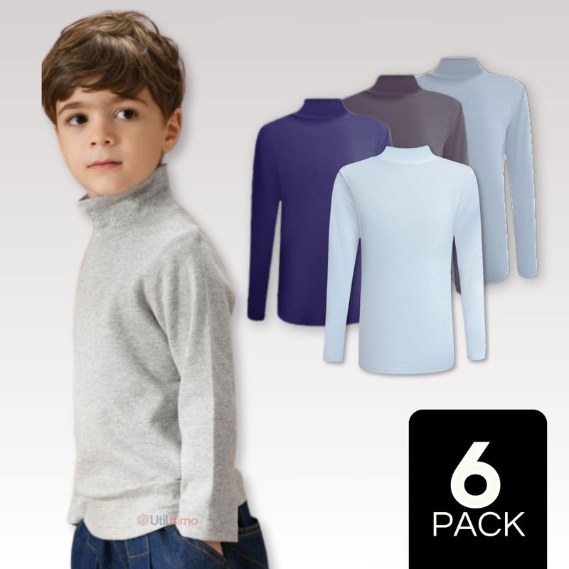 UTILISIMO - Pack 6 Camisetas Polera Beatle Polar Niño Primera Capa Cuello Alto