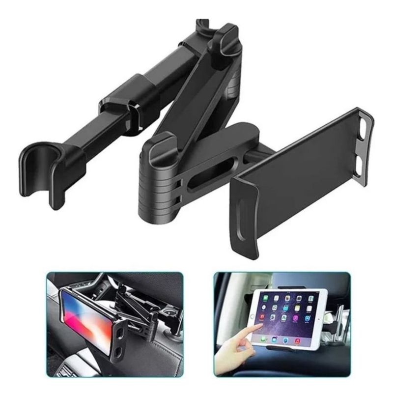 GENERICO - Soporte Tablet Celular Auto Asiento Trasero Extendible Negro