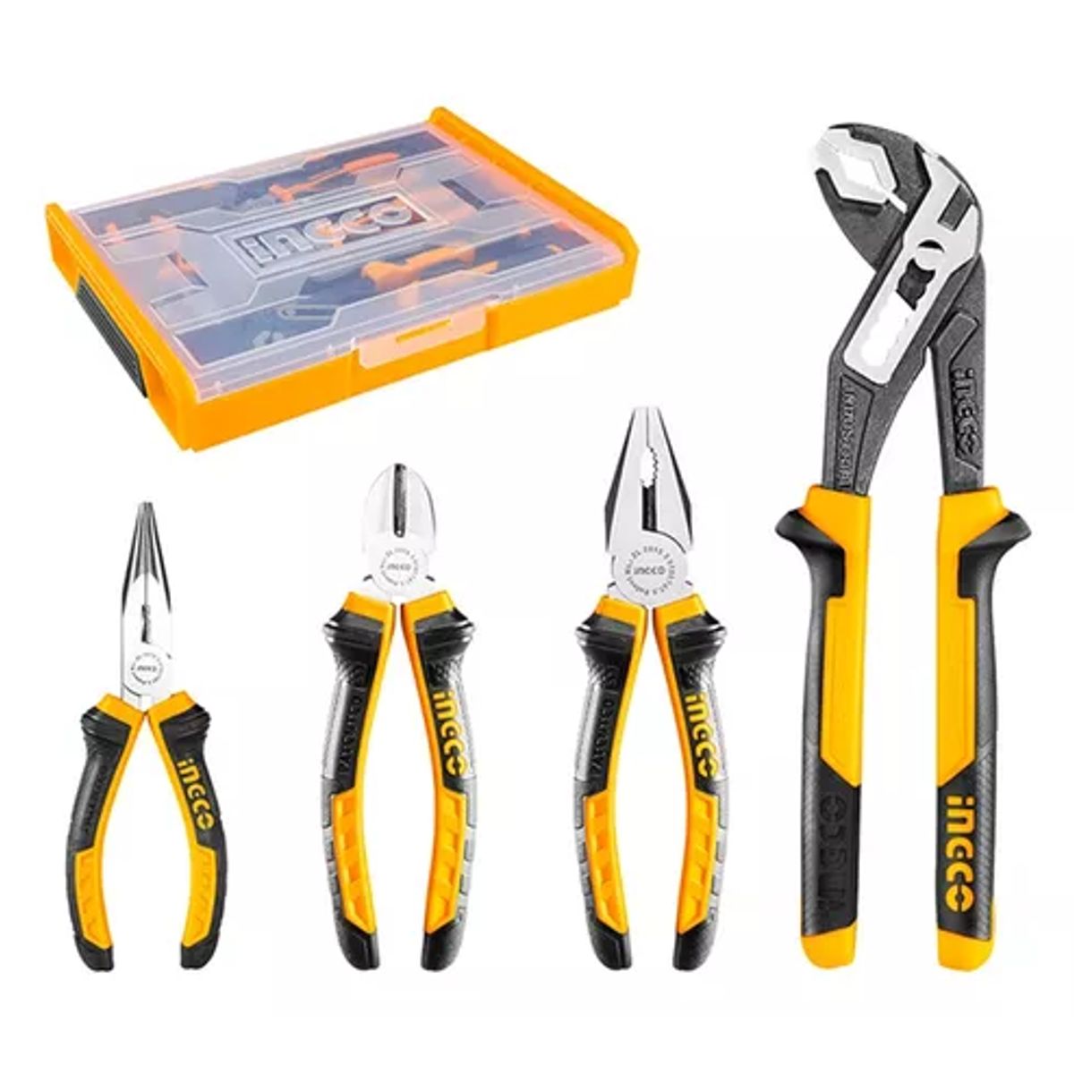 INGCO - Set Kit Juego De 4 Alicates + Caja Plástica Ingco Hktv01p041