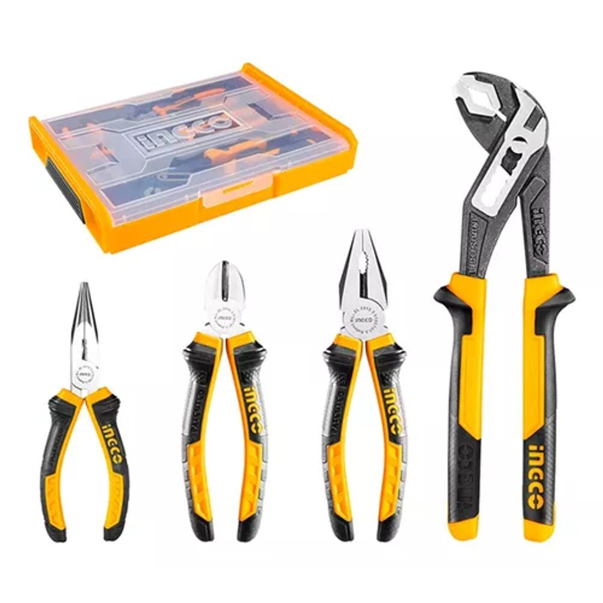 INGCO - Set Kit Juego De 4 Alicates + Caja Plástica Ingco Hktv01p041