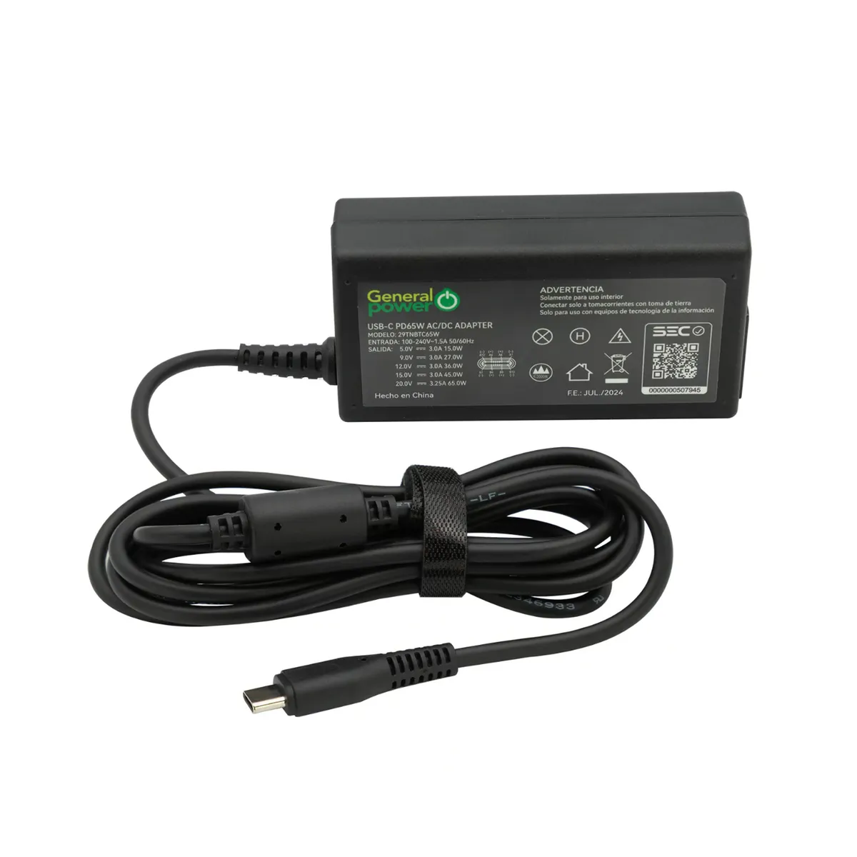 GENERAL POWER - Cargador Universal Para Notebook Lenovo Mackbook Tipo C 65W