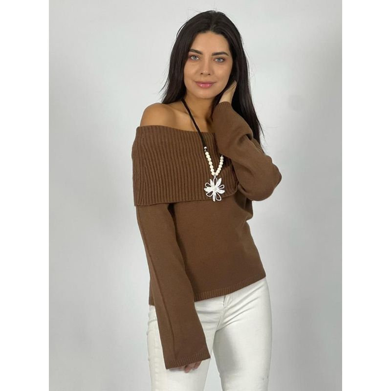 ENIGMATICA BOUTIQUE - Sweater Lana con hombros descubiertos - Negro - Único