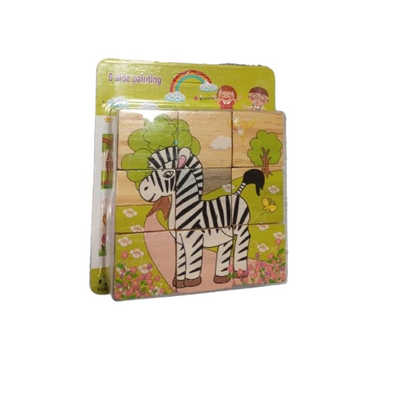 GENERICO - Juego cubo didácticos de madera 9 piezas 10.5 x 10.5cm