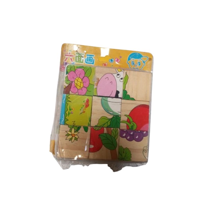 GENERICO - Juego cubo didácticos de madera 9 piezas 10.5 x 10.5cm