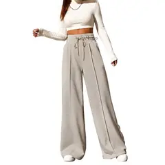 AGW - Pantalón Buzo Algodón Palazzo Elasticados Wide Leg Oversize