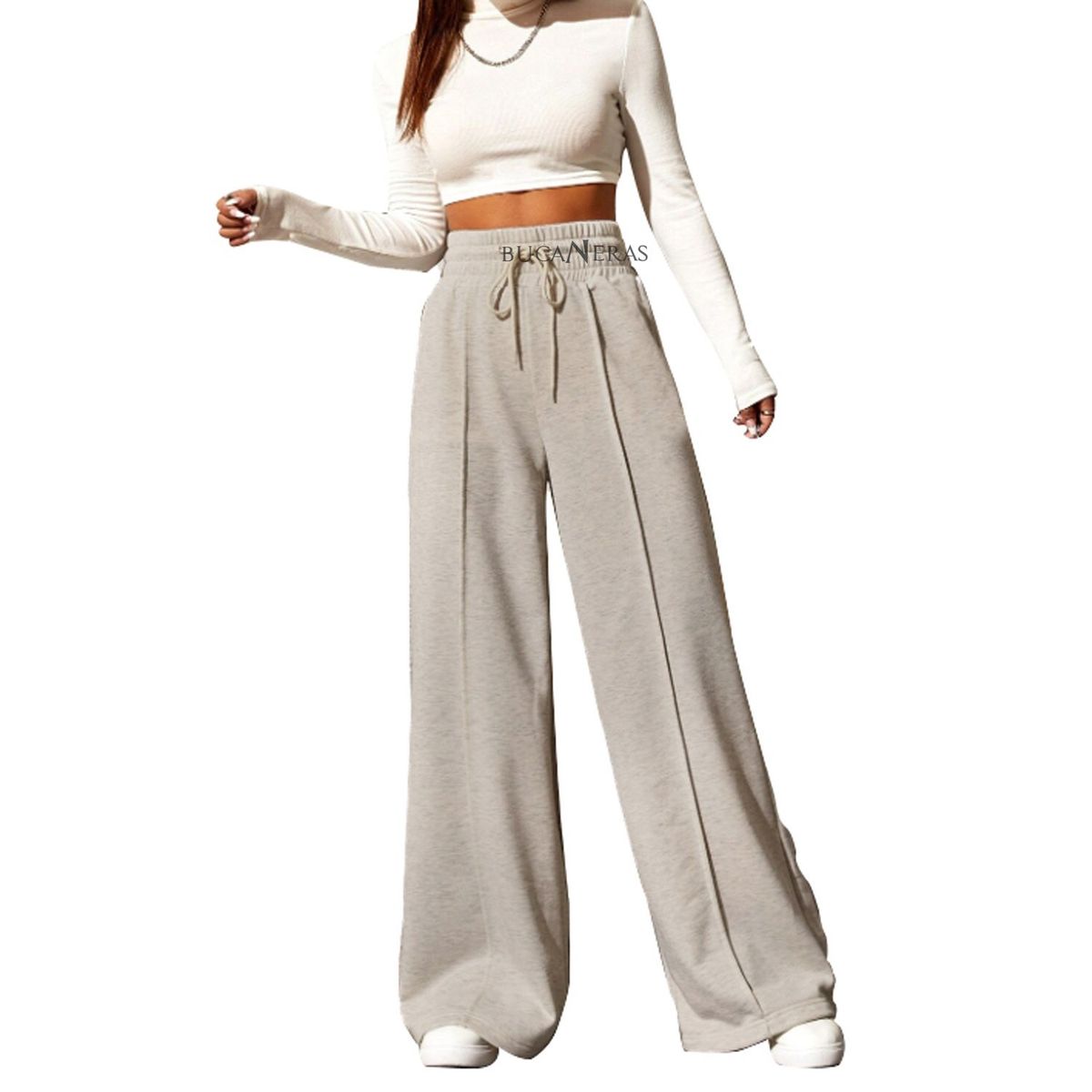 AGW - Pantalón Buzo Algodón Palazzo Elasticados Wide Leg Oversize