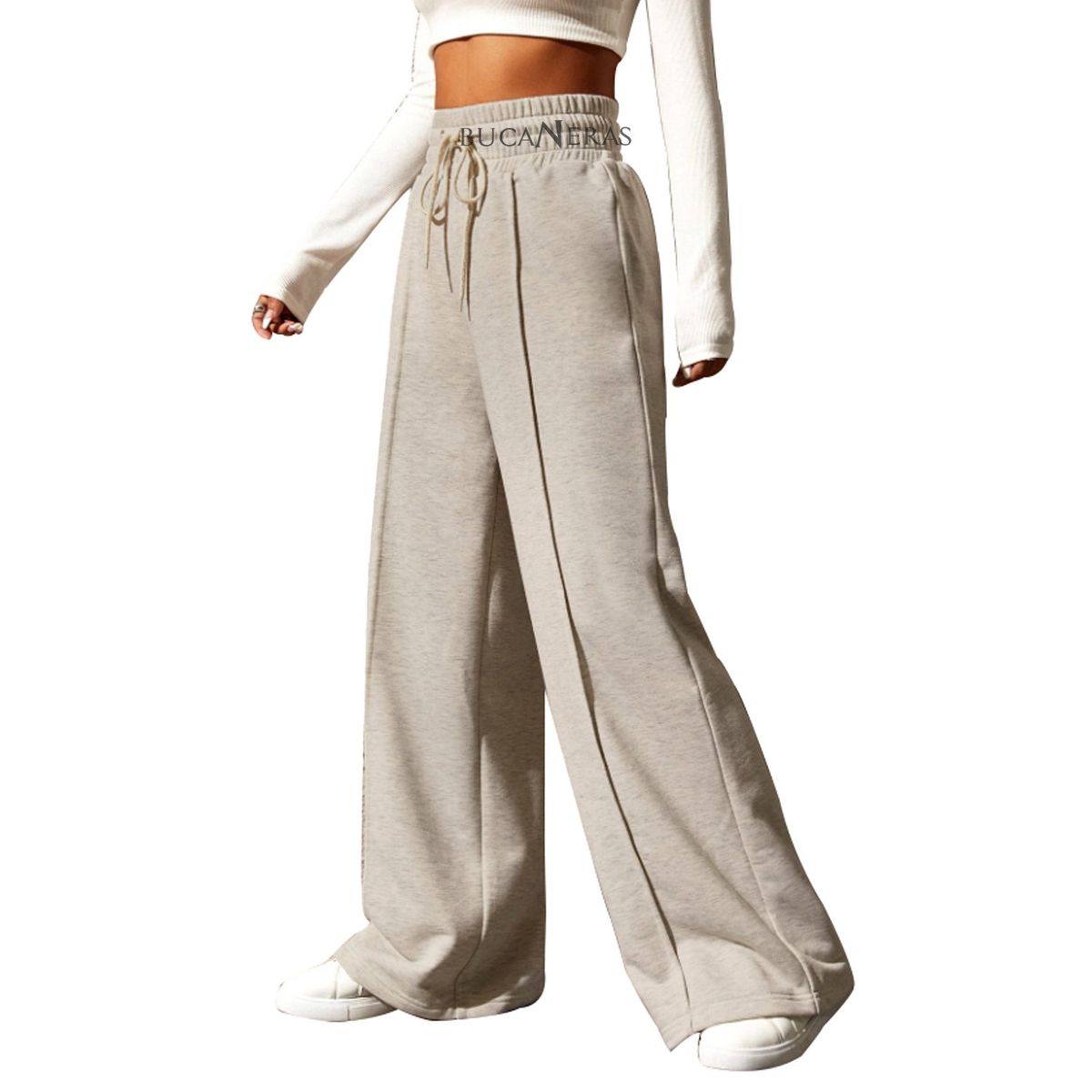 AGW - Pantalón Buzo Algodón Palazzo Elasticados Wide Leg Oversize