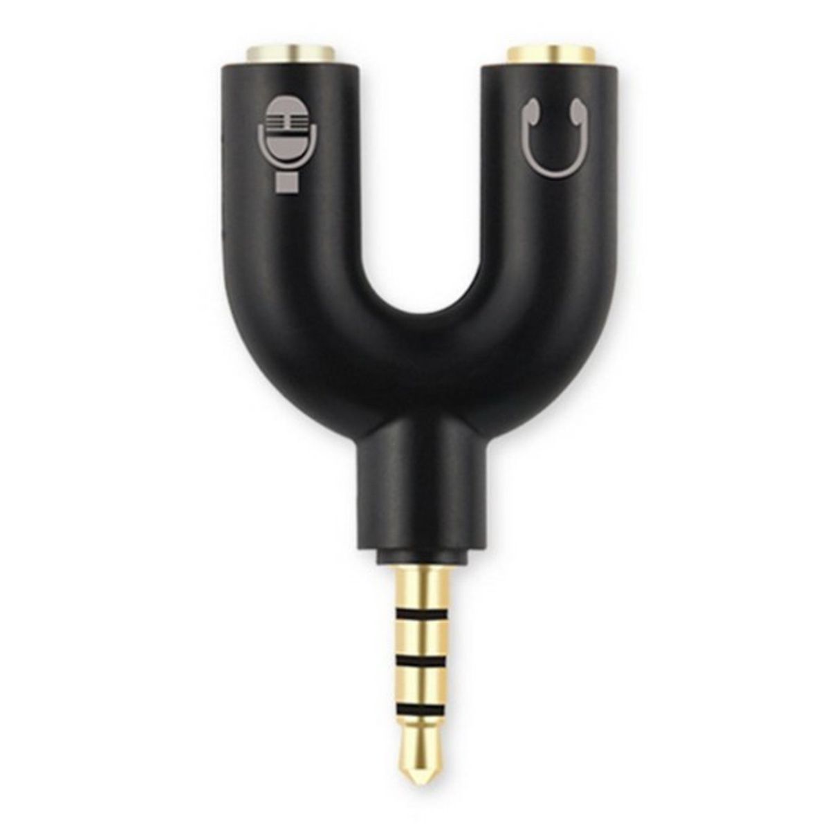 GENERICO - 3 Splitter Adaptador 35mm Audio Separa Microfono Audifono Pc Negro