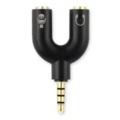 GENERICO - 3 Splitter Adaptador 35mm Audio Separa Microfono Audifono Pc Negro