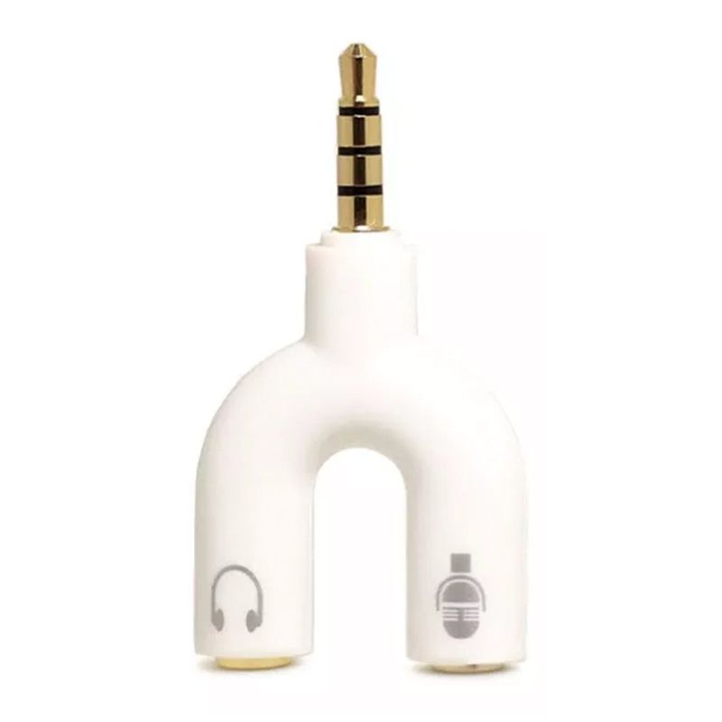 GENERICO - 3 Splitter Adaptador 35mm Audio Separa Microfono Audifono Pc Blanco