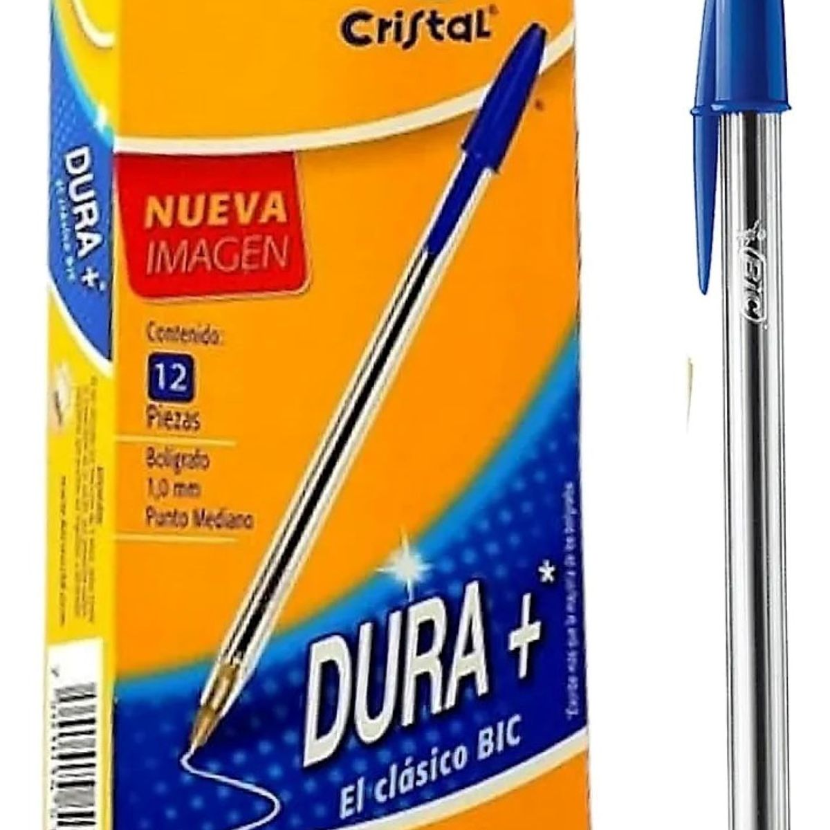 GENERICO - Bolígrafos BIC Cristal 1.0 mm Caja 12 Lápices Pasta Clásico