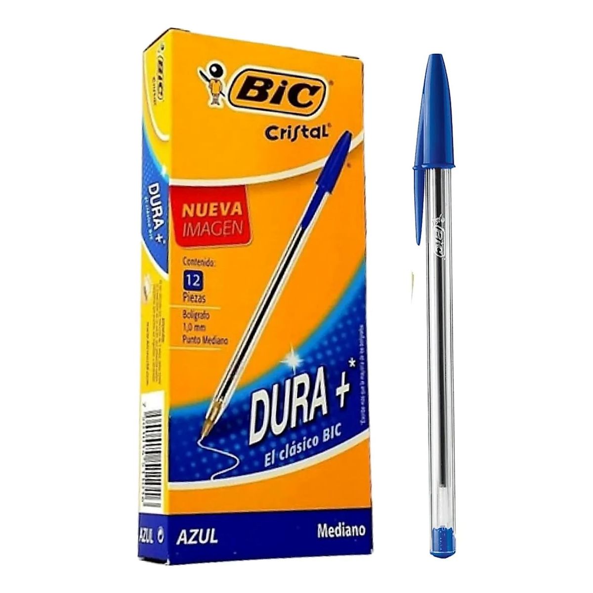 GENERICO - Bolígrafos BIC Cristal 1.0 mm Caja 12 Lápices Pasta Clásico