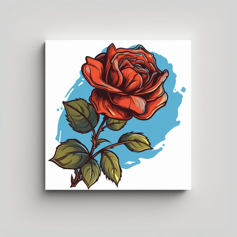 GENERICO - Ilustración Vectorial 2D De Rosa Canva 30x30 Cm