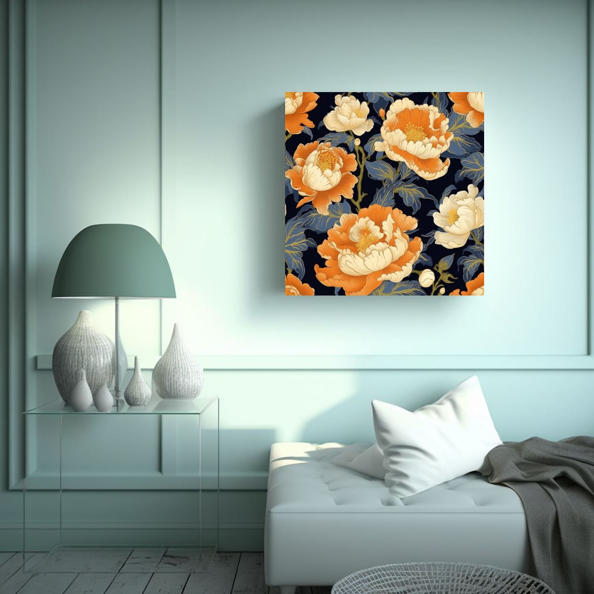 GENERICO - Cuadro Textura En Forma De Peonías - Estilo 90x90 Cm