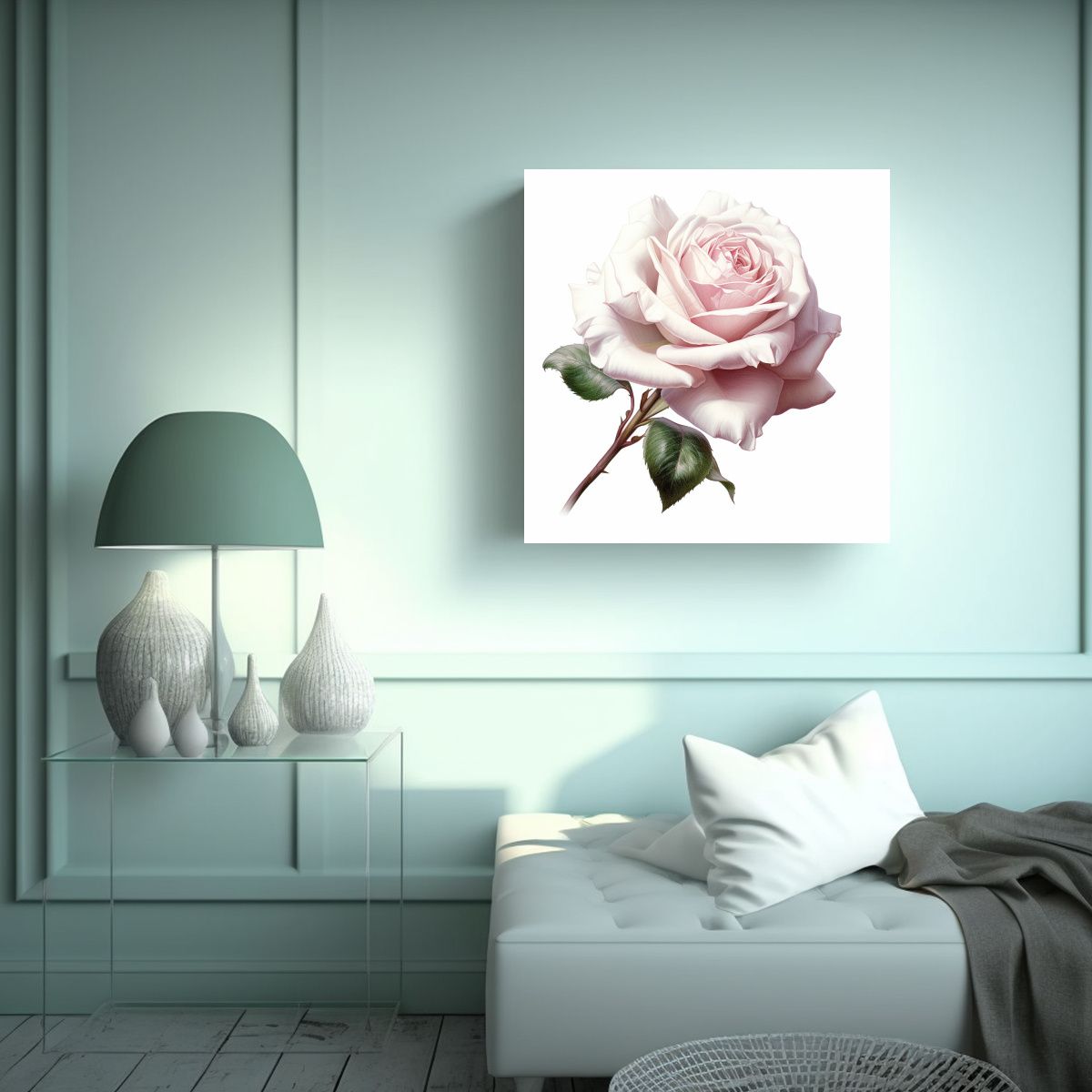 GENERICO - Clásico Lienzo De Alta Calidad Rosa Blanca Con 40x40 Cm