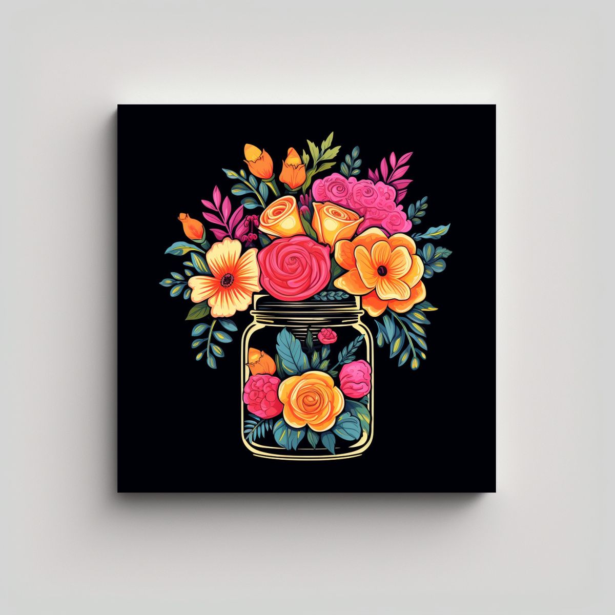 GENERICO - Cuadro Vanguardista De Jarra De Flores En Vector 50x50 Cm