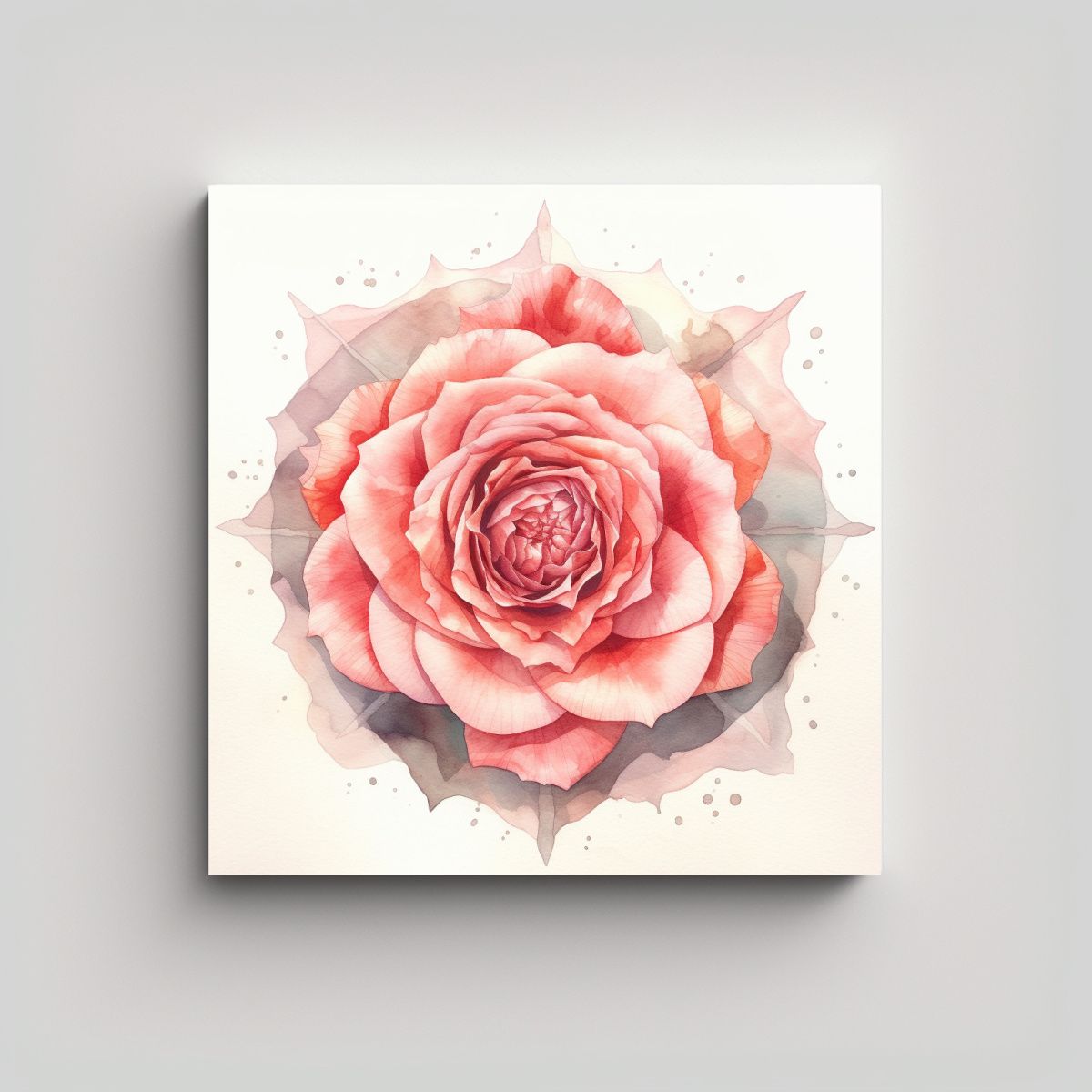 GENERICO - Cuadro Decorativo De Rosa Mandala En Acuarela 40x40 Cm