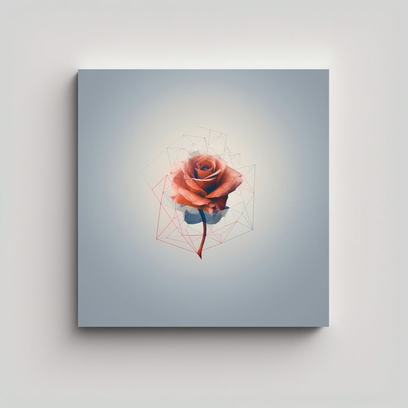 GENERICO - Rosa Abstracta En Lienzo Conceptual Full Color 50x50 Cm