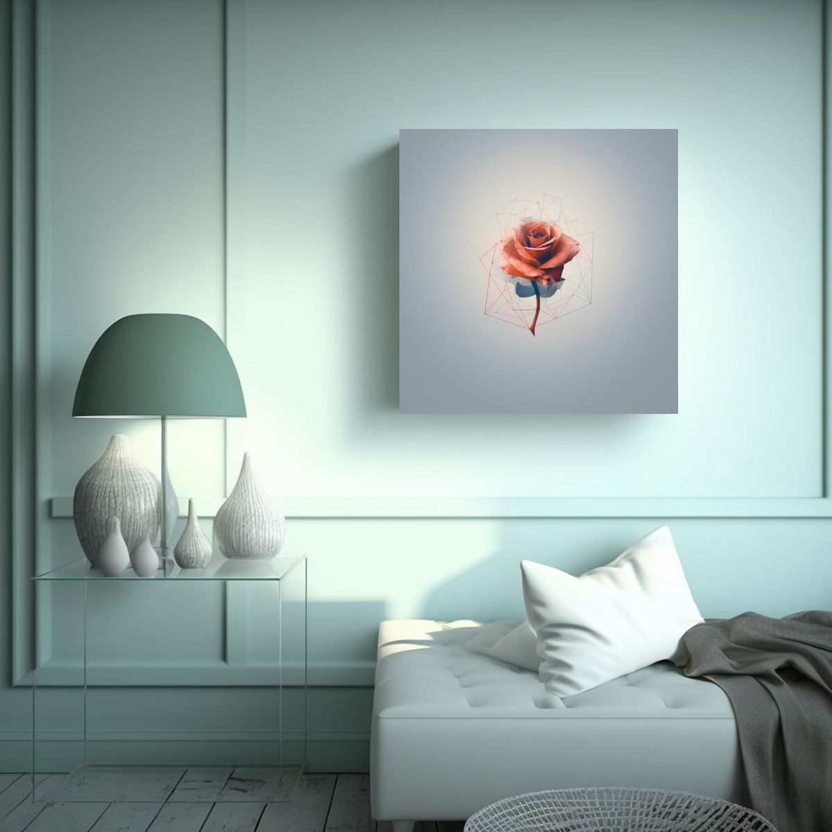 GENERICO - Rosa Abstracta En Lienzo Conceptual Full Color 50x50 Cm