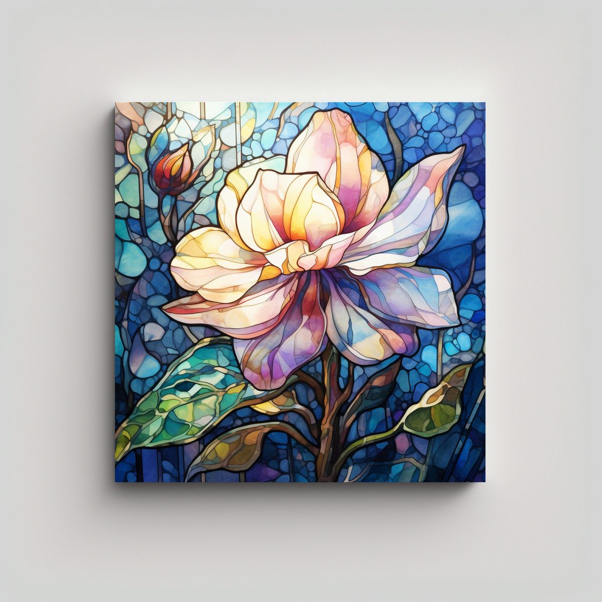 Cuadro Moderno Artesanal De Hada Floral En Vitral 70x70 Cm, marca GENERICO - Foto Principal