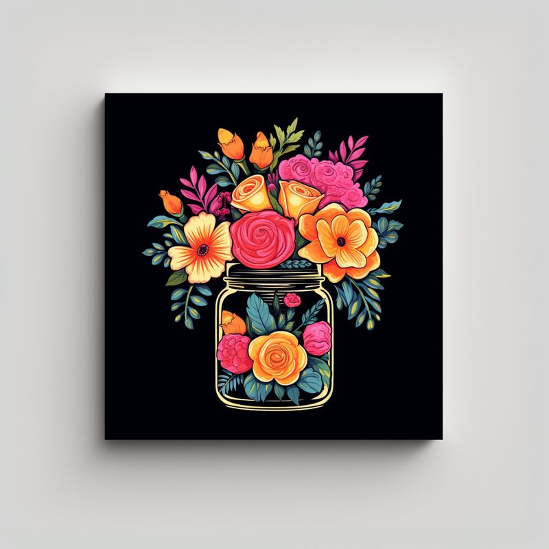 GENERICO - Cuadro Vanguardista De Jarra De Flores En Vector 30x30 Cm