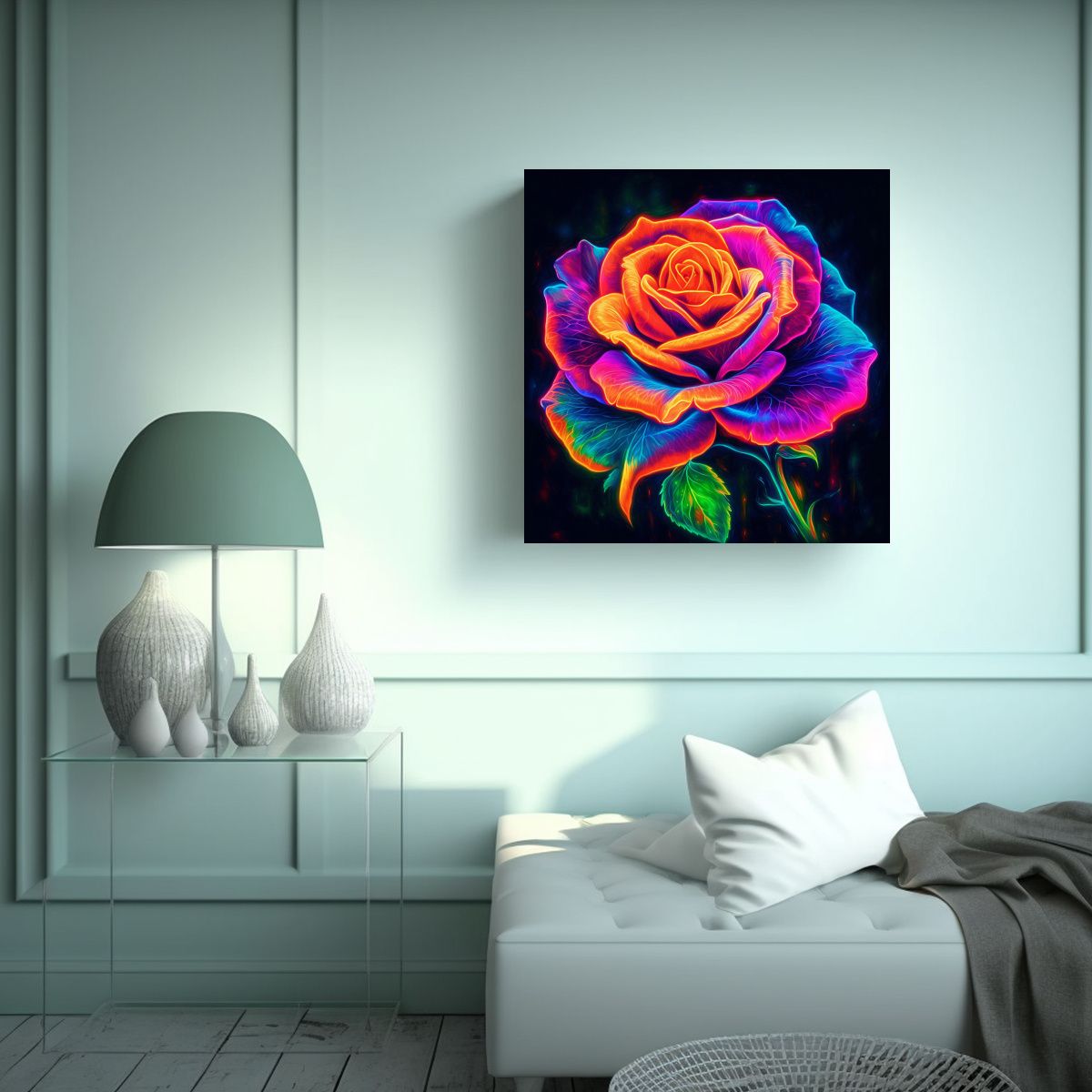 GENERICO - Cuadro Decorativo Estilo Galería - Rosa Neón 40x40 Cm