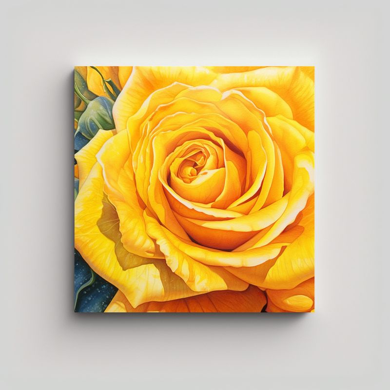 GENERICO - Lienzo En Tela Ultra Detalle Rosa Amarilla 70x70 Cm