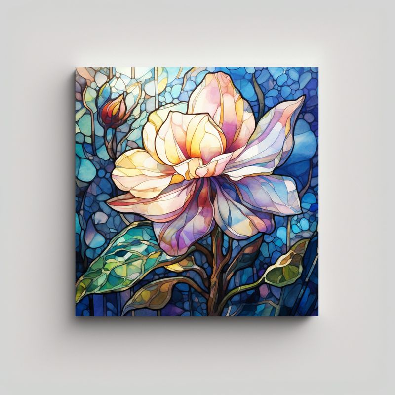 GENERICO - Cuadro Moderno Artesanal De Hada Floral En Vitral 30x30 Cm