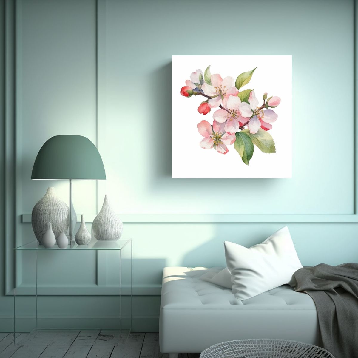 GENERICO - Visión De Lienzo Cuadrado Con Clipart De Flores 50x50 Cm