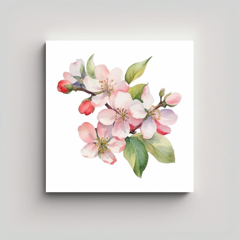 GENERICO - Visión De Lienzo Cuadrado Con Clipart De Flores 30x30 Cm