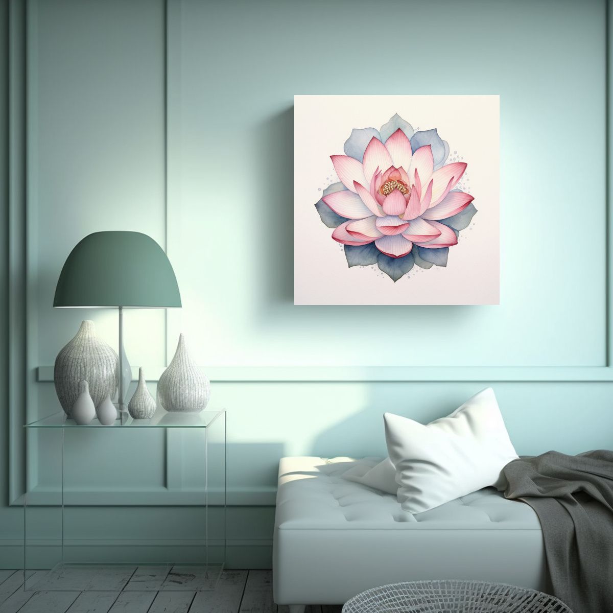 GENERICO - Cuadro Decorativo Canva De Loto Mandala En 30x30 Cm