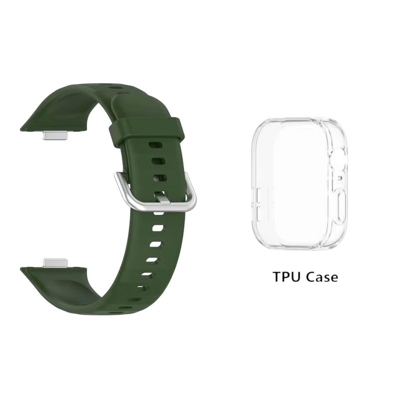 GENERICO - Pack Correa+funda Compatible Smartwatch Huawei Fit 3 verde militar