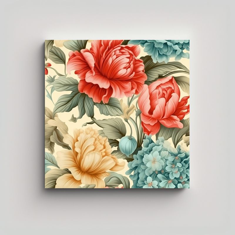 GENERICO - Cuadro Antiguo Estilo Elegante Con Flores De 50x50 Cm