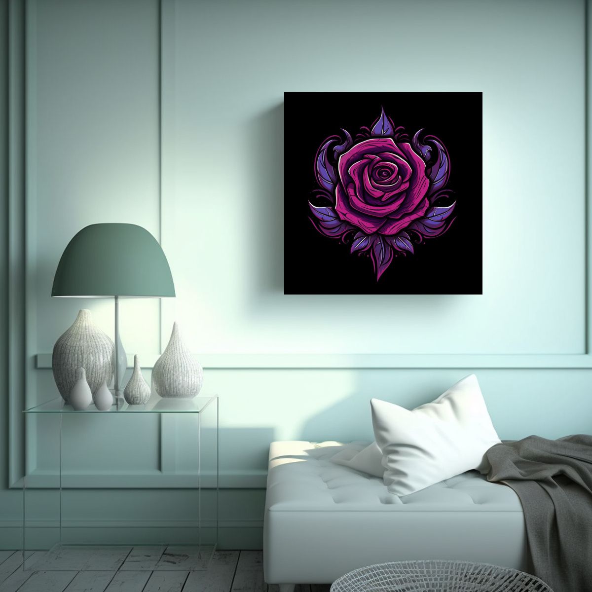 GENERICO - Cuadro Sublimado Armonia Con Logo Twitch Rose Noir 60x60 Cm