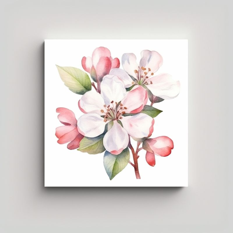 GENERICO - Cuadro Decorativo De Lindas Flores De Manzano En 50x50 Cm