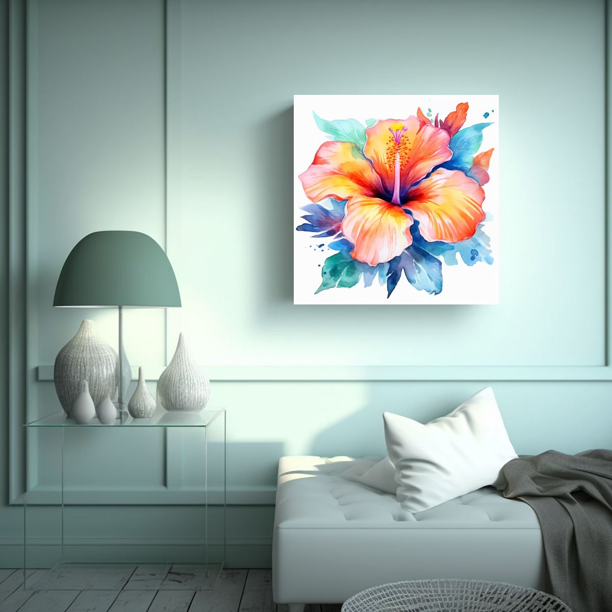 GENERICO - Inspiración Tropical Cuadro De Textura Acuarela 30x30 Cm