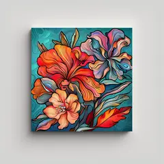 GENERICO - Impresión Brillante En Lienzo De Flores Acuarela 30x30 Cm