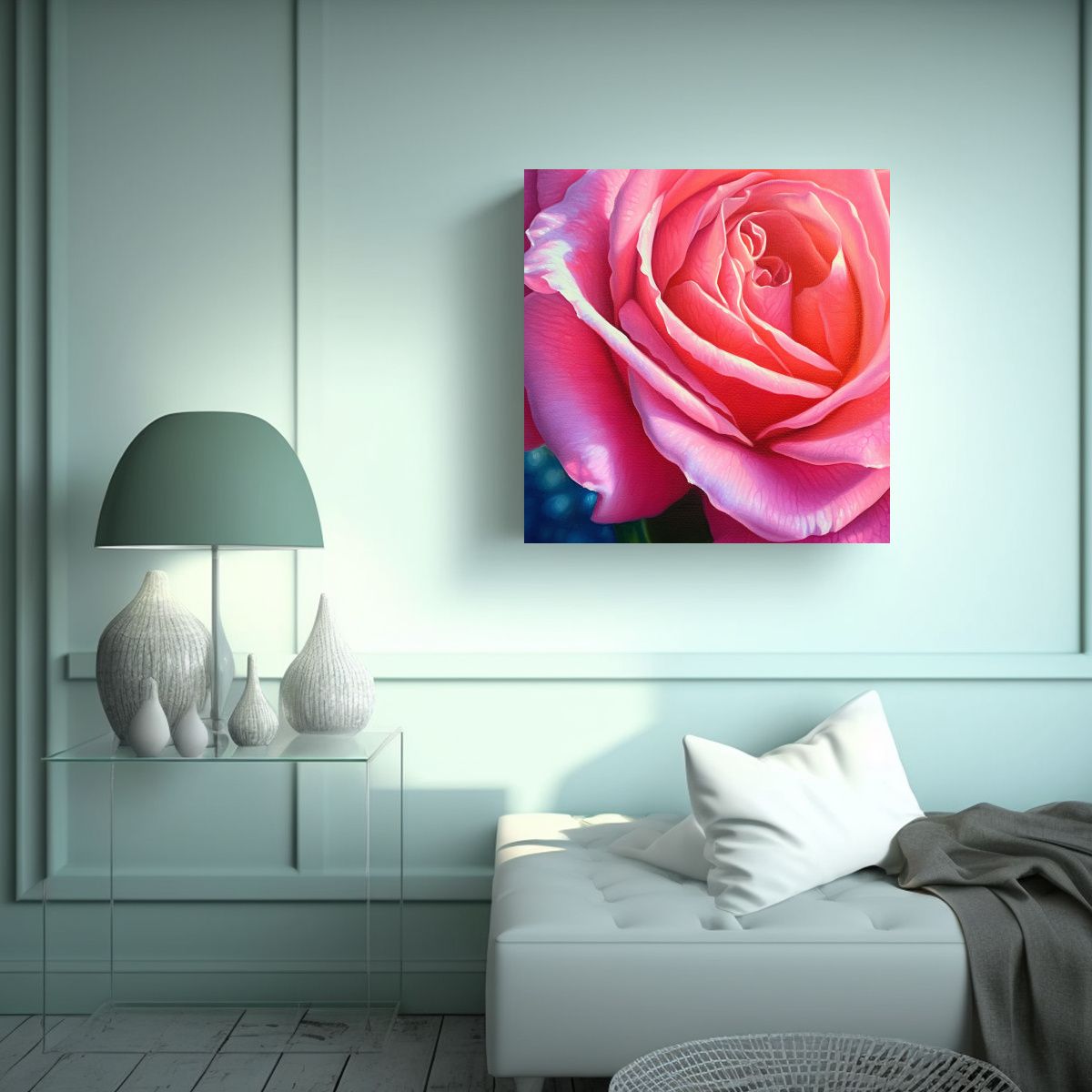 GENERICO - Cuadro Elegante De Rosa Rosa En Acrílico Ultra 40x40 Cm