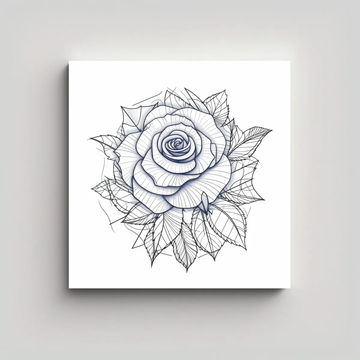 GENERICO - Cuadro Decorativo Rosa Geométrica En Línea Fina 50x50 Cm