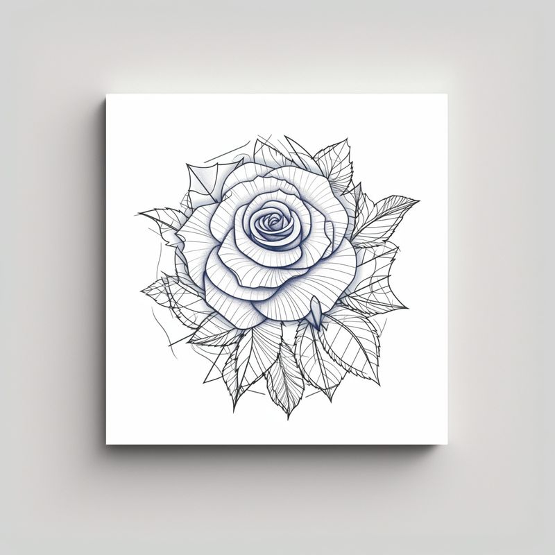 GENERICO - Cuadro Decorativo Rosa Geométrica En Línea Fina 40x40 Cm
