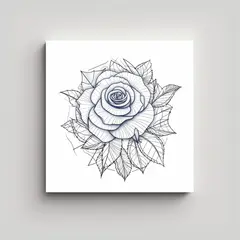GENERICO - Cuadro Decorativo Rosa Geométrica En Línea Fina 40x40 Cm